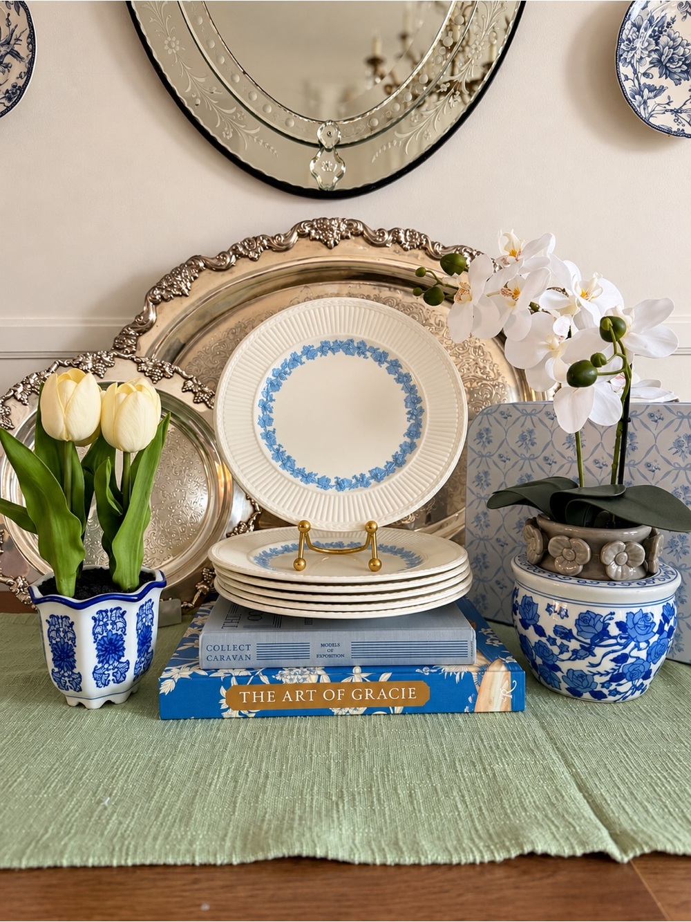 Vintage Wedgwood Blue Grapes Dinner Plates Set of 6